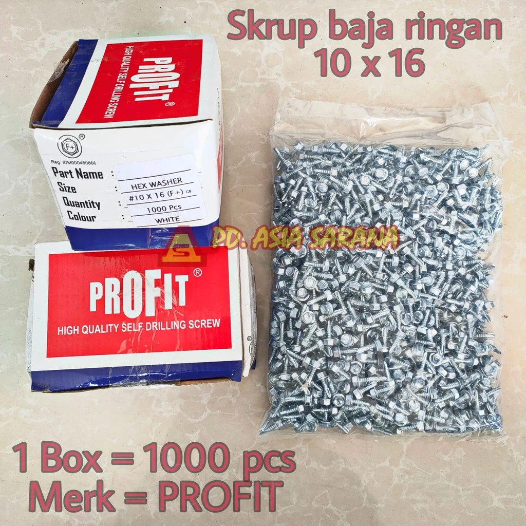 [DUS] Skrup Baja Ringan 10x16 PROFIT Sekrup Paku Baut Screw Canal Hex