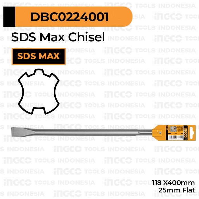 Mata Bor Gepeng 18x400x25 SDS Max Chisel INGCO DBC0224001 Bobok Beton