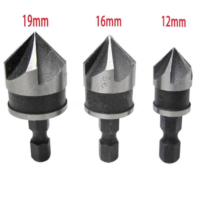 Countersink Drill Bit 12-16-19mm Mata Bor Steel 3pcs Set Multifungsi