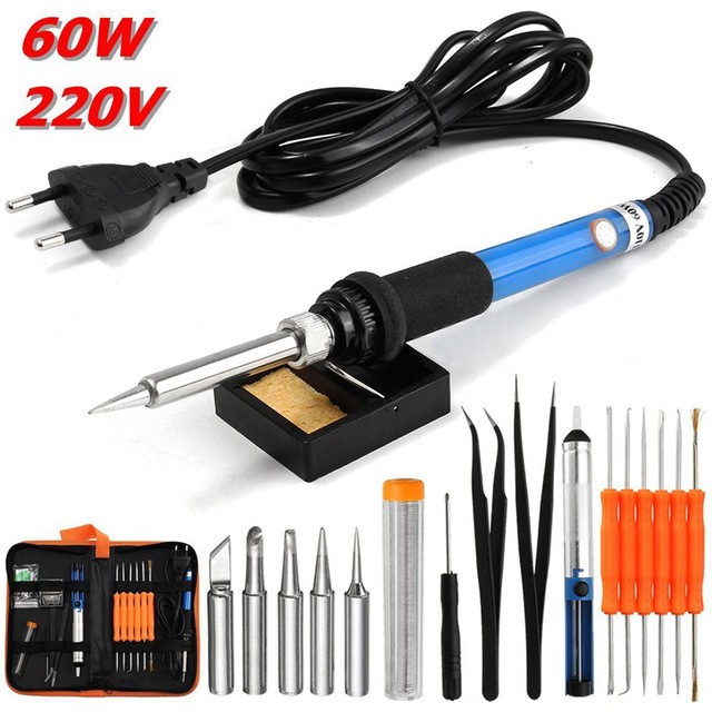 Solder Listrik 60w Set 7pcs Soldering Iron Lancip Pengatur Suhu SIK-00