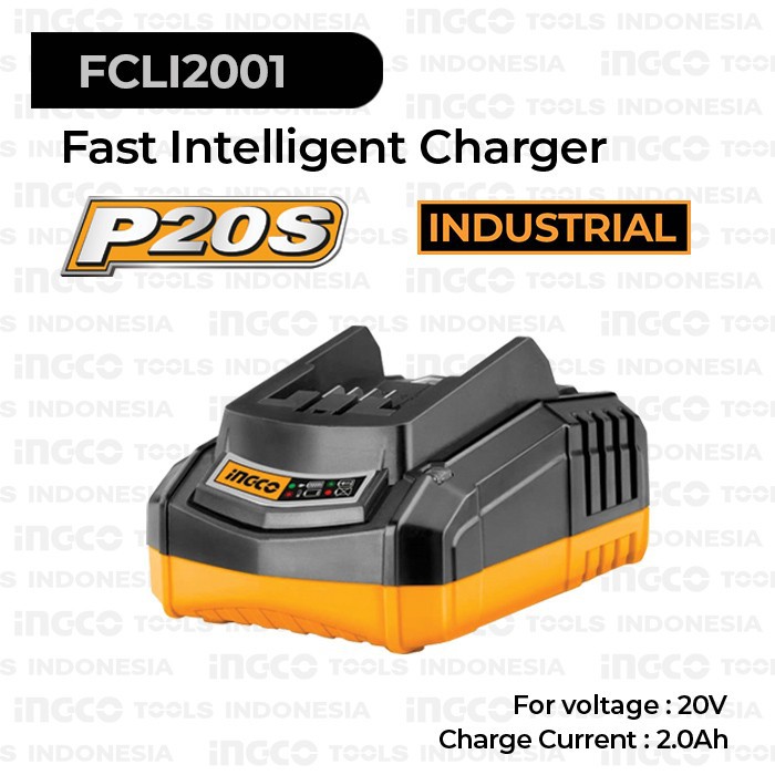 Fast Charger 2A Battery 20v INGCO FCLI2001 Casan Baterai Cordless P20S