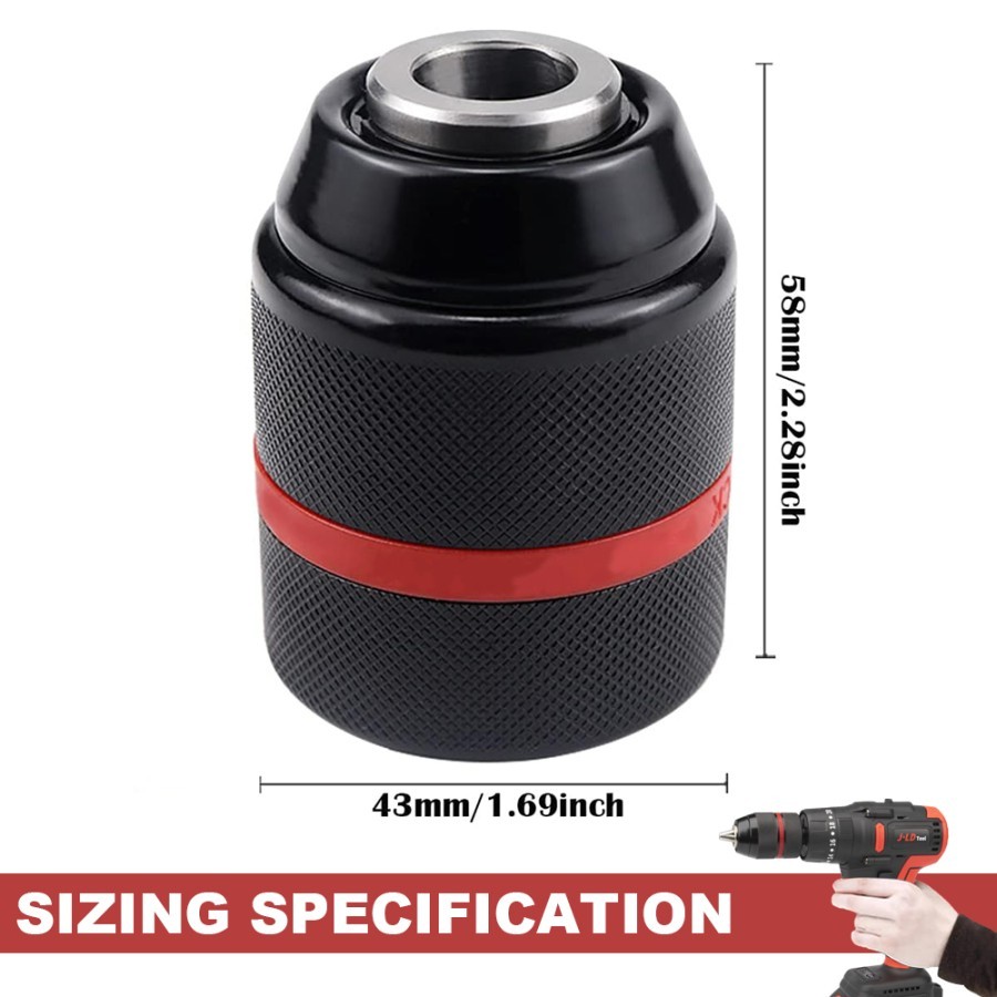 Keyless Chuck 13mm Kepala Bor 1/2" Inch Drill 20 UNF Satu Tangan JLD