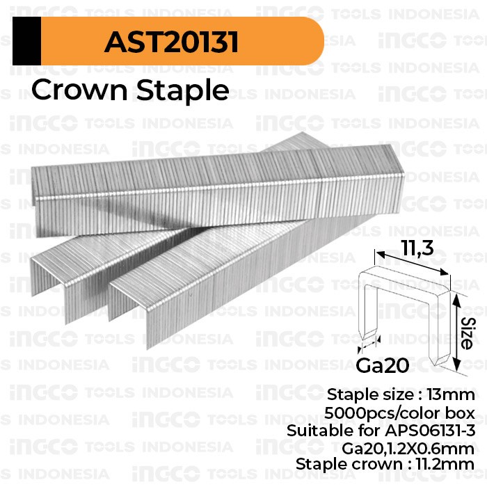 [U13] Crown Staple 13mm INGCO 5000pcs AST20131 Isi Steples 13 mm Nail