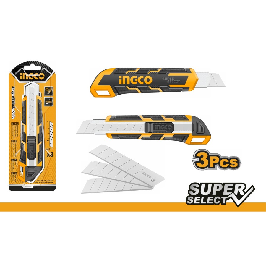 Cutter Besar 18mm INGCO HKNS28035 Auto Lock Snap Off Blade Retract SK5