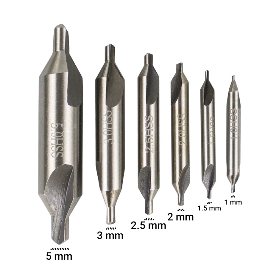 Mata Bor Center 6pcs Set Precision Countersink Drill Bits Titik SV-VDB