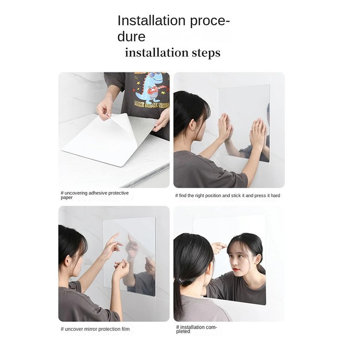 Cermin Akrilik 42x27cm Anti Pecah Tembok Dinding Wall Acrylic Mirror Waterproof PT167