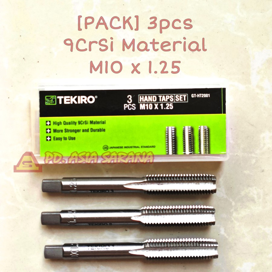 [PACK] Mata Hand Tap M10x1.25mm Set TEKIRO GT-HT2001 Handtap Alat M10 x 1.25