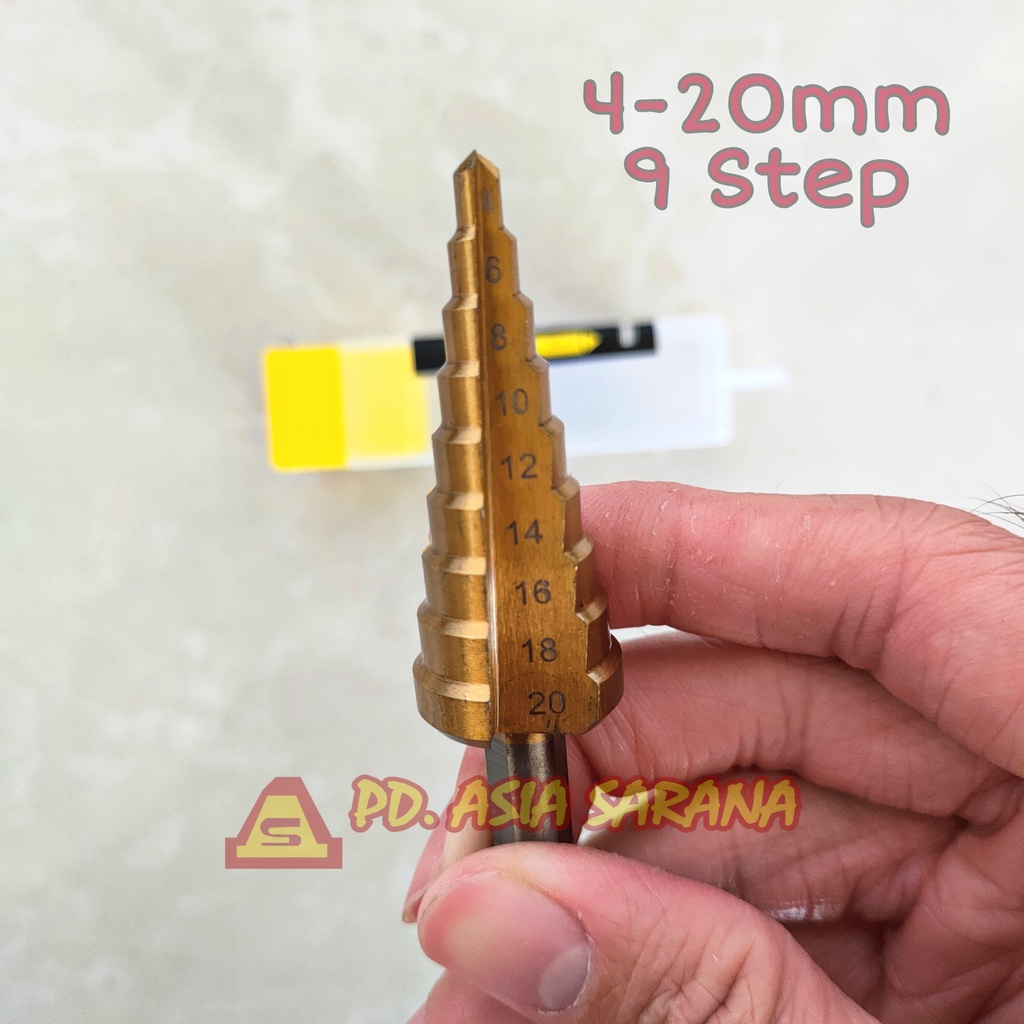 Mata Bor Pagoda 4-20mm JLD HSS 9 Multi Step Drill Bit Metal Titanium