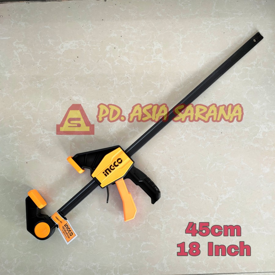Klem F Bar Clamp 18" Inch Quick Release INGCO HQBC01603 Catok Kayu