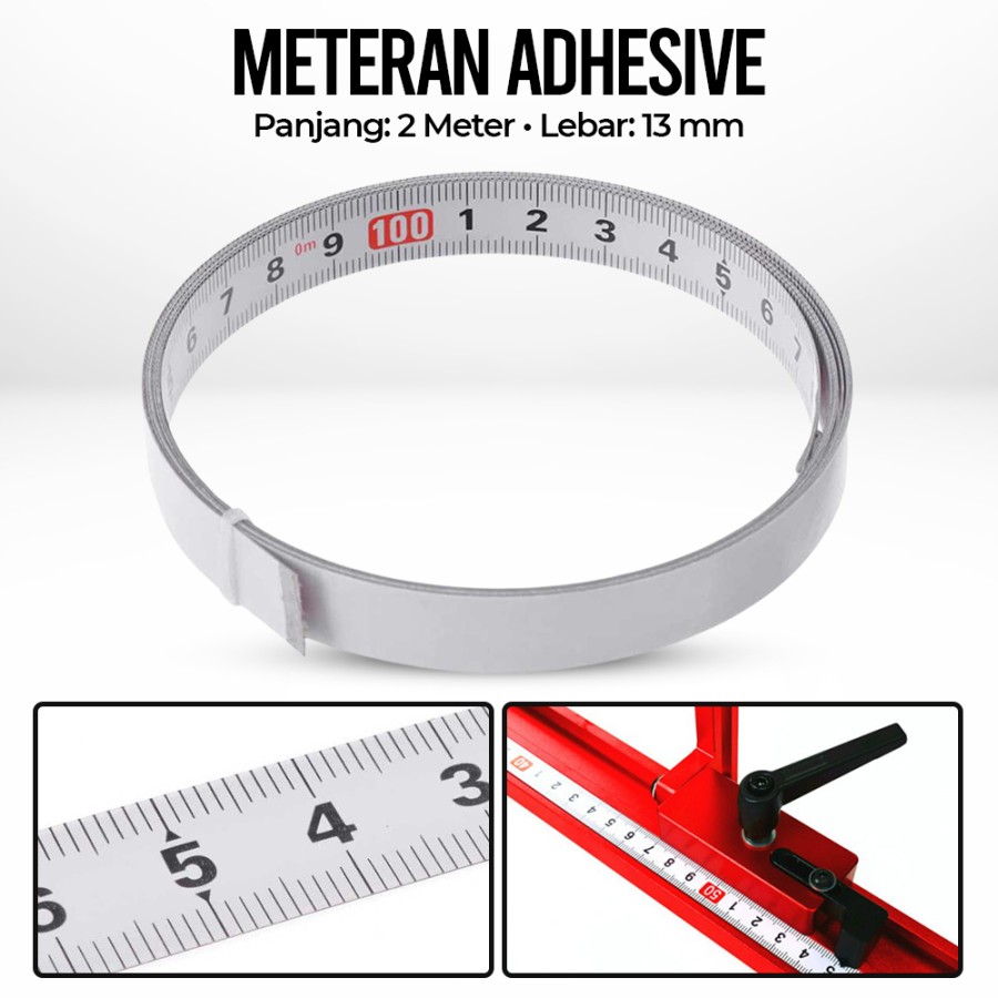 Meteran Tempel 2m Meter Tablesaw Miter Saw Track Bar Steel Ruler M0023