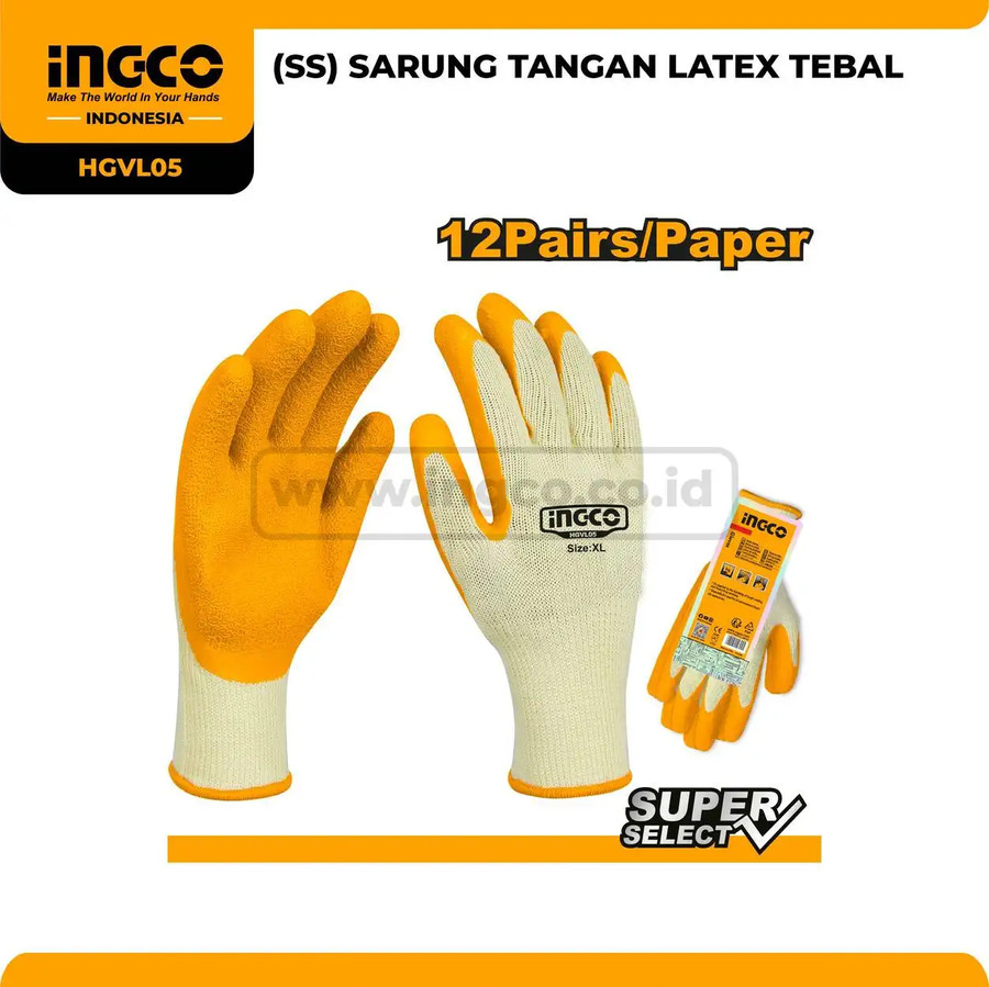 Safety Gloves Latex Tebal Coated INGCO HGVL05 Sarung Tangan Industri Kerja