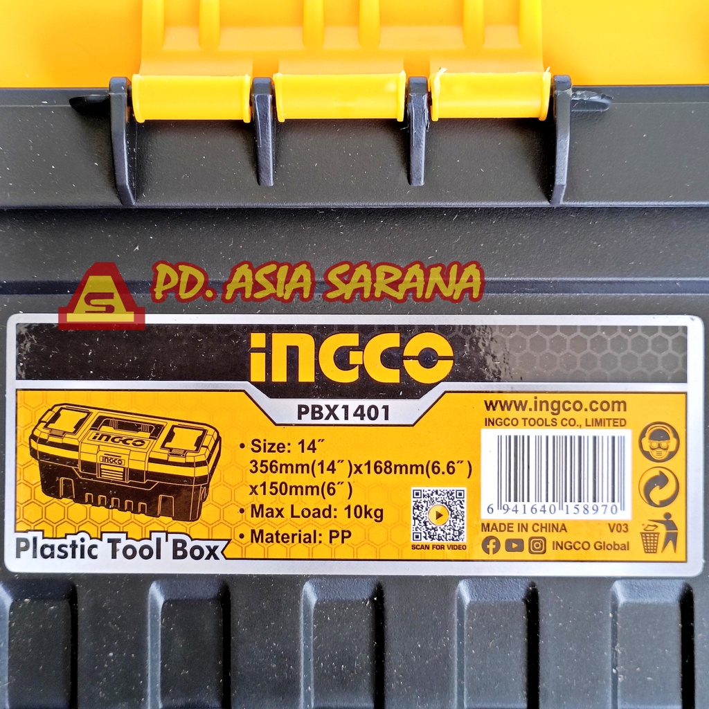 Toolbox Plastik 14" Inch INGCO PBX1401 Kotak Alat Peralatan Perkakas