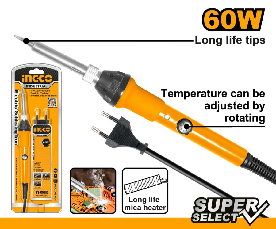 Solder Listrik 60w Atur Suhu INGCO Iron SI016831 Patri Listrik Timah