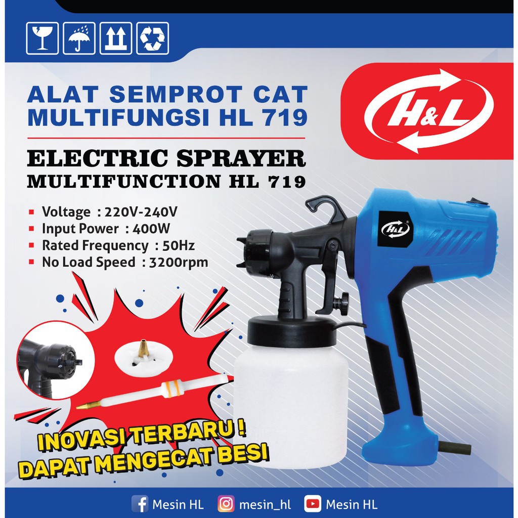 Electric Spray Gun Cat BESI TEMBOK H&L HL719 / Mesin Semprot Elektrik
