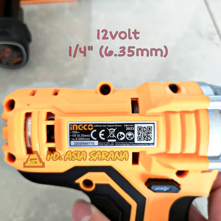 Cordless Impact Driver 100Nm 12v Set INGCO CIRLI1201 Bor Obeng S12