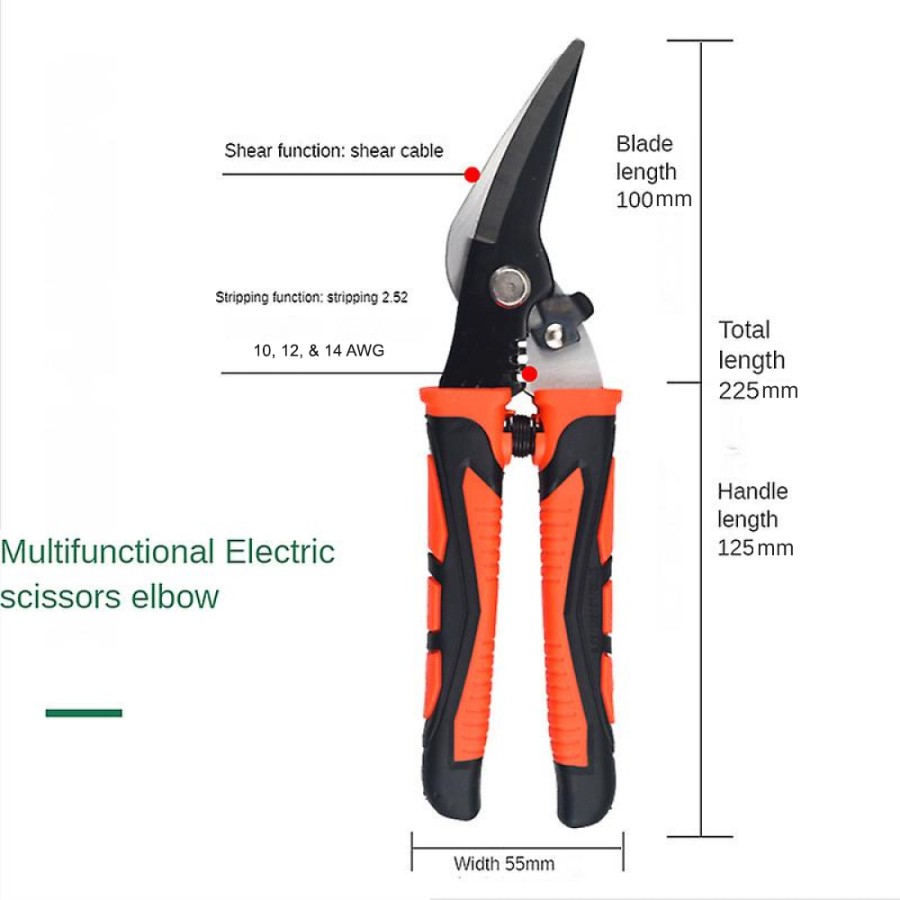 Gunting Baja Serbaguna Kupas Kawat Listrik Plat Besi Tinman Snip 706026