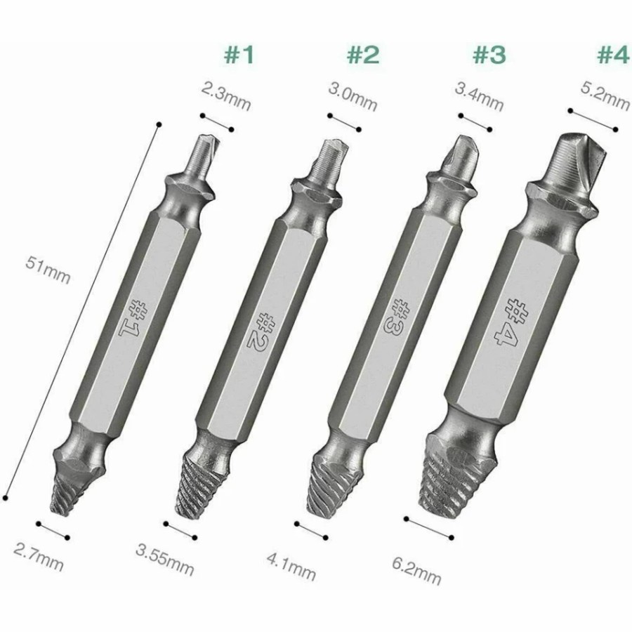 Mata Bor Perbaiki Baut Skrup Rusak 4pcs Set Screw Extractor Broken S2