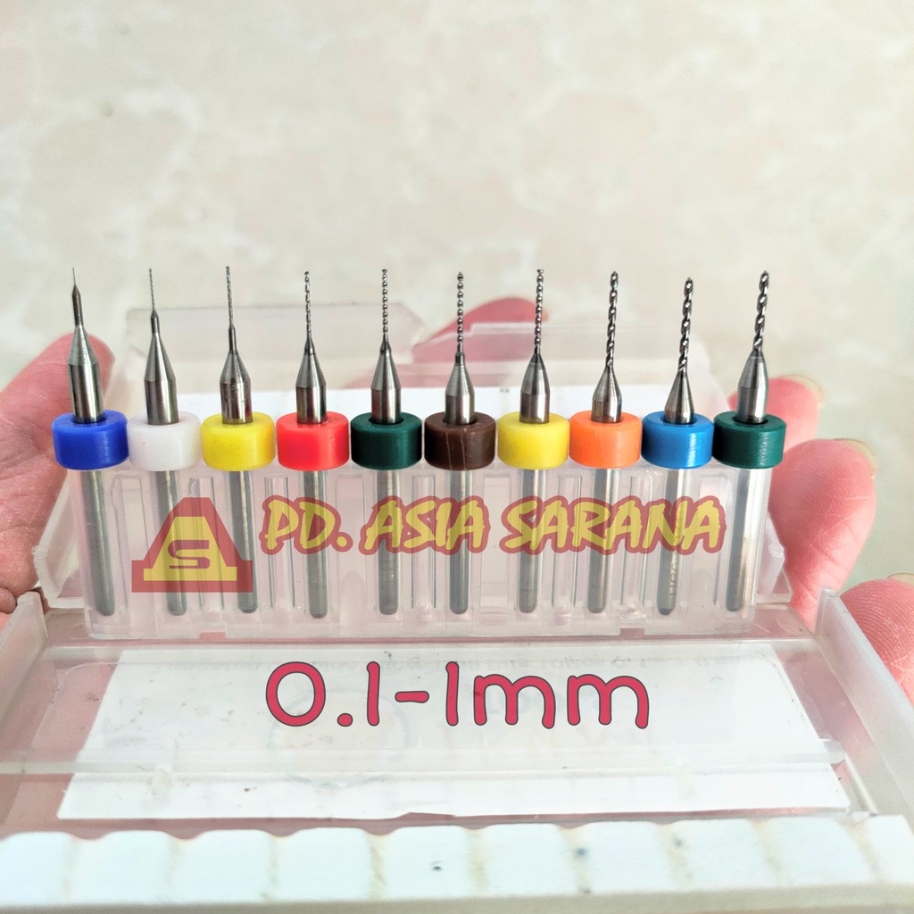 Mata Bor Mikro 0.1-1mm Set 10pcs Drill Bit Micro PCB Mini Kecil C10