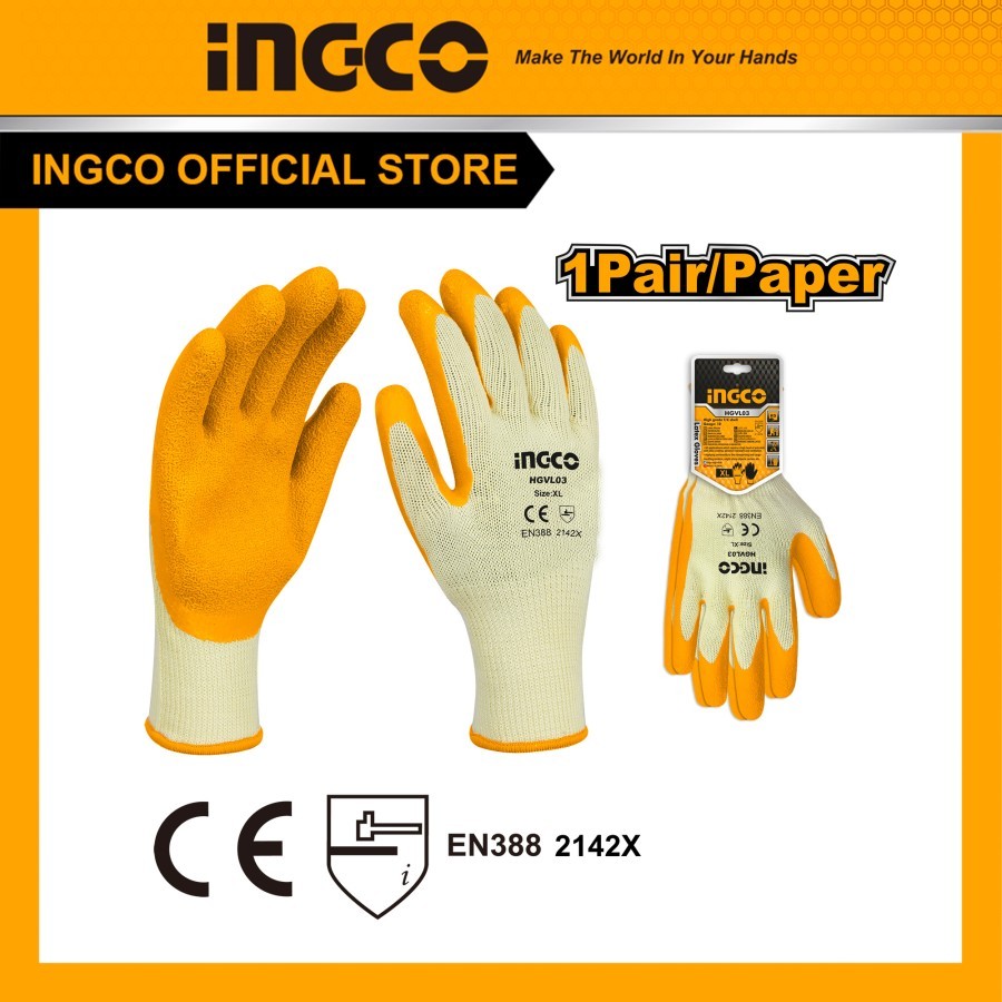 Safety Gloves Latex Tebal INGCO HGVL03 Sarung Tangan Industri Kerja
