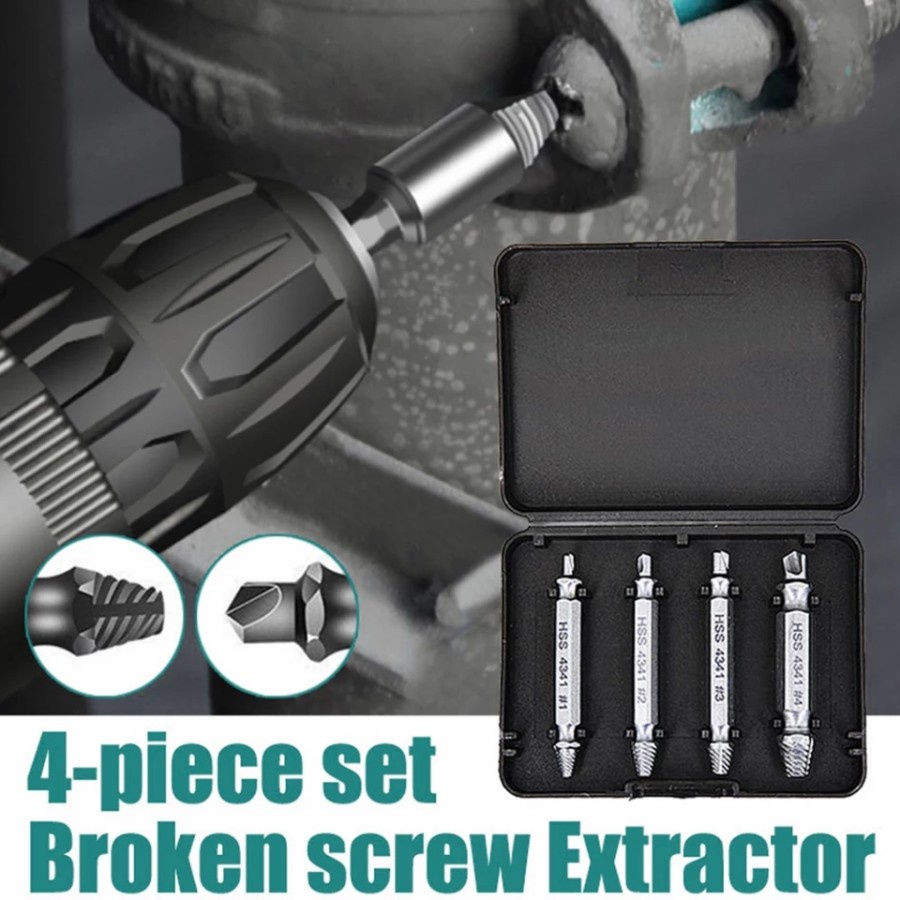 Mata Bor Perbaiki Baut Skrup Rusak 4pcs Set Screw Extractor Broken S2