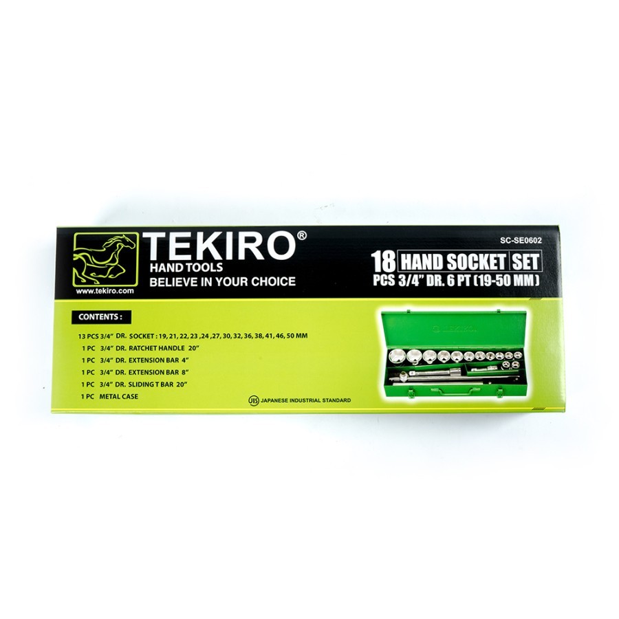 Kunci Socket 3/4" x 19-50mm Set 18pcs TEKIRO SC-SE0602 Ratchet Sok 6PT