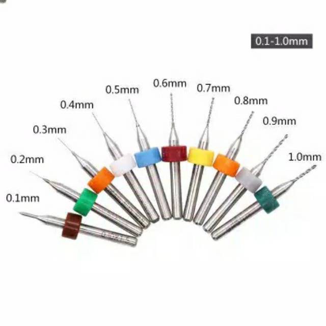 Mata Bor Mikro 0.1-1mm Set 10pcs Drill Bit Micro PCB Mini Kecil C10