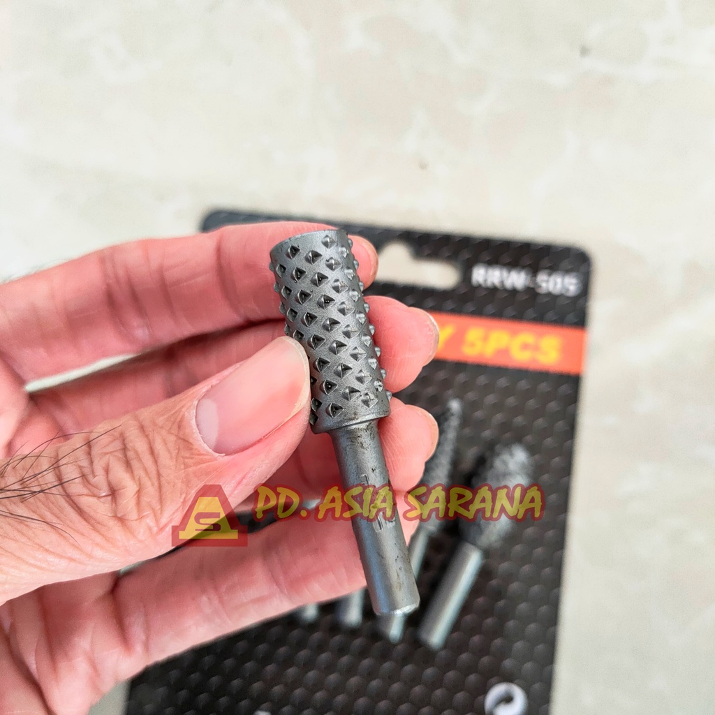 Rotary Rasp Wood Kikir 5pcs Set 1/4" Mata Bor Ukir Kayu Besi Drill 254