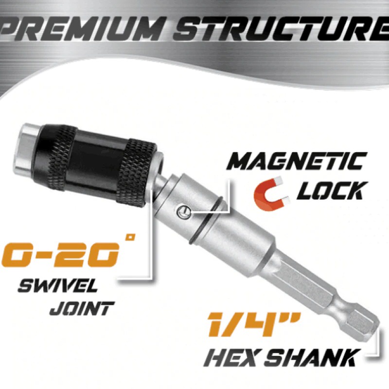 Pivot Adaptor Bengkok Mata Obeng 1/4" Chuck Screwdriver Hex Bit EL1425