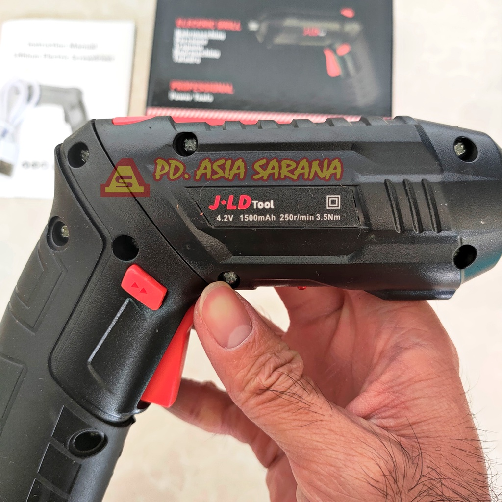 Mesin Bor Cordless Mini 4.2v JLD Flexible Obeng Screwdriver Baterai