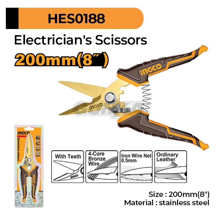 Gunting Potong Kabel 8" Inch INGCO HES0188 Electrician Scissors Kawat Cutter