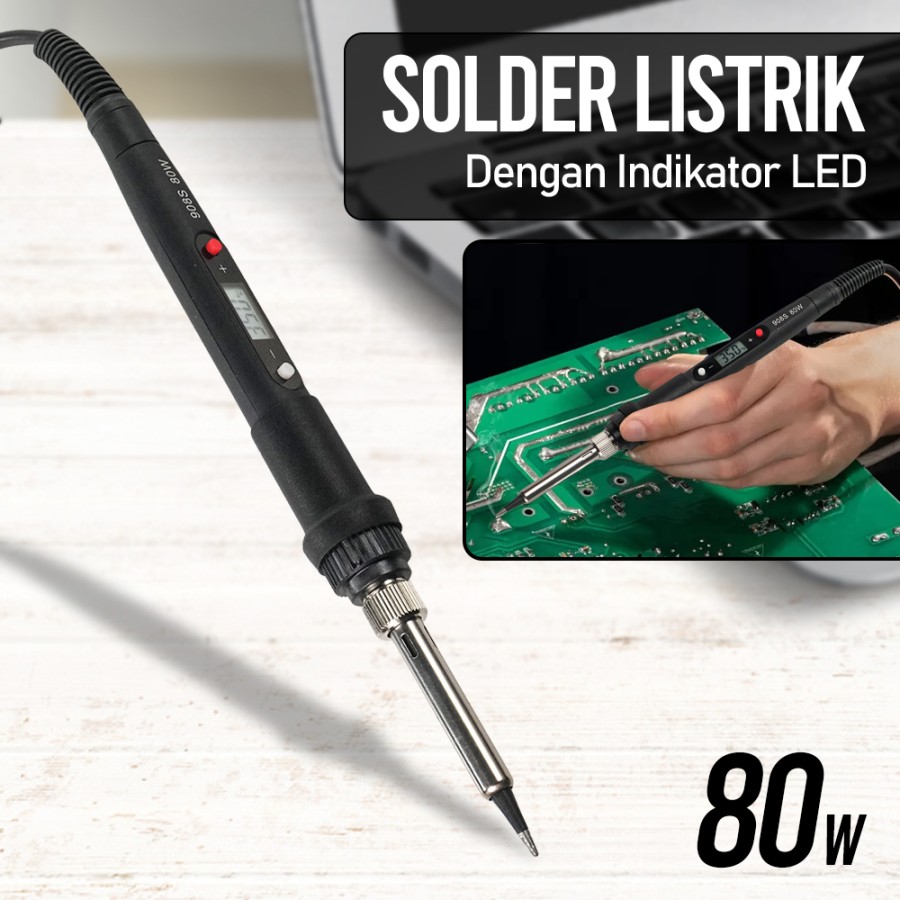 Electric Solder 80w LCD Pengatur Suhu Soldering 220V Patri Listrik 908