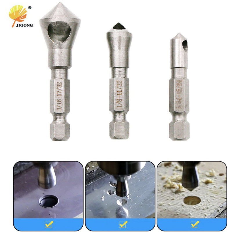 Mata Bor Countersink 3pcs Set Drill Bit HSS Kayu Plastik Alumunium KL3