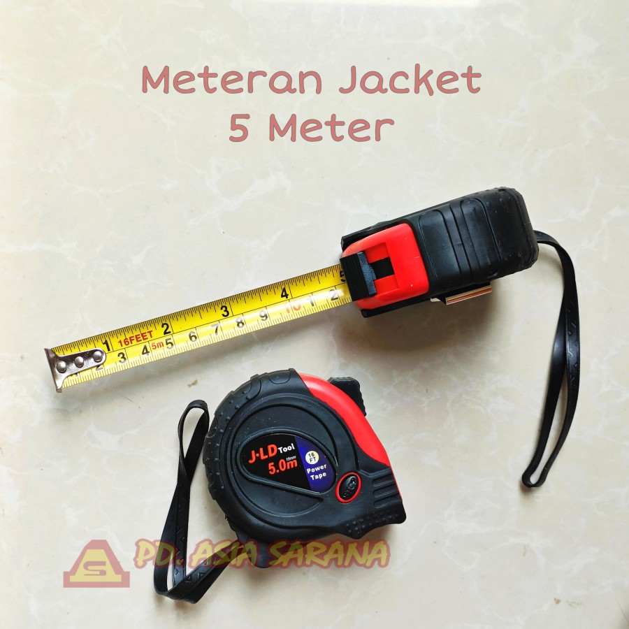 Meteran Tukang 5m Meter Lock Jaket JLD Steel Measuring Tape Bangunan 1324