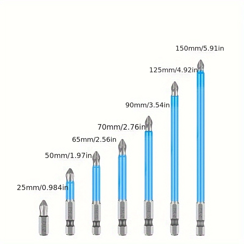 Screwdriver Bit PH2 (25-150mm) 7pcs Set Panjang Pendek Mata Obeng Plus MR7