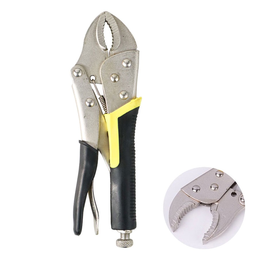 Tang Jepit Buaya 10" Inch Gagang Karet Bengkok Locking Pliers L90