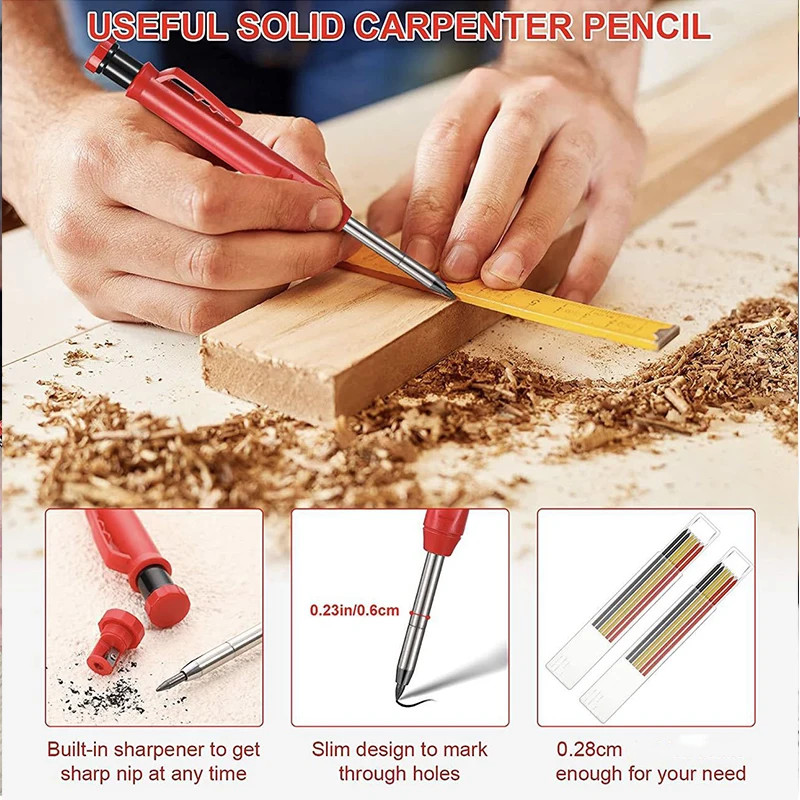 Pensil Tukang Mekanik 2.8mm Sharpener Bangunan Pencil Kayu Carpenter MR2