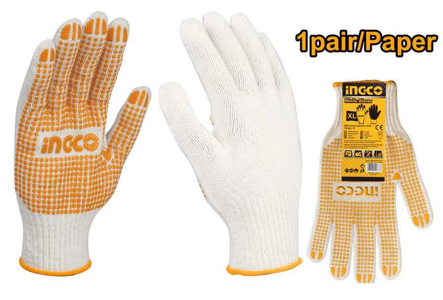 Sarung Tangan Bintik Rajut INGCO HGVK05 Kerja Benang Dotted Gloves