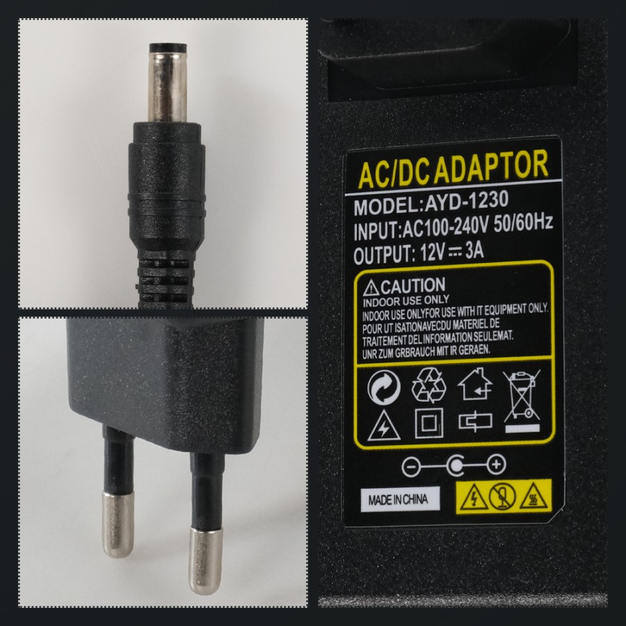 Power Adaptor 12v 3A LED Universal CCTV Kamera DVD Monitor AC DC Volt 36W AYD-1230