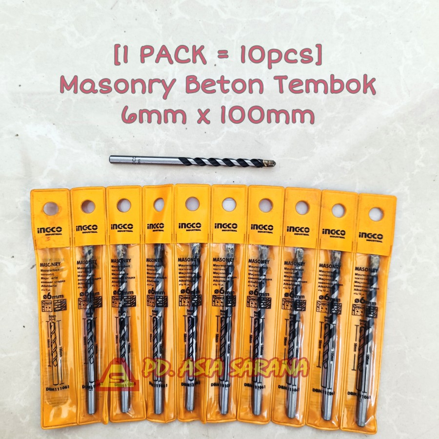 [PACK] Mata Bor Beton Tembok 6 x 100mm INGCO DBM111061 Masonry Drill