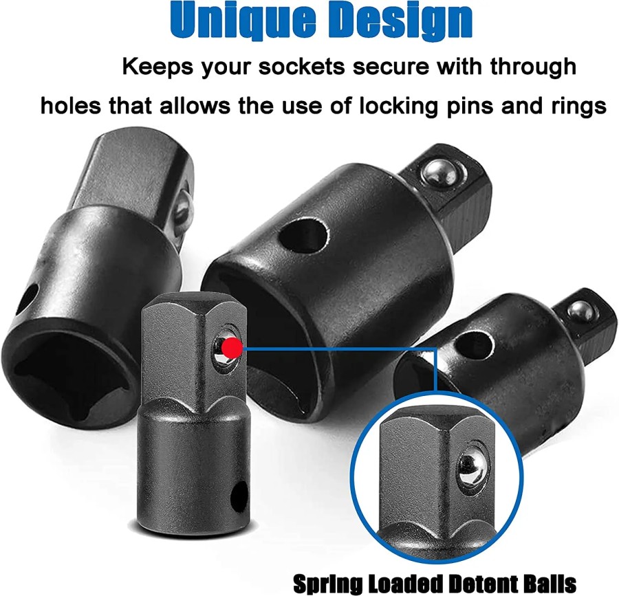 Impact Socket Adaptor Konverter 1/4 3/8 1/2" Inch 4pcs Set Kunci SO001