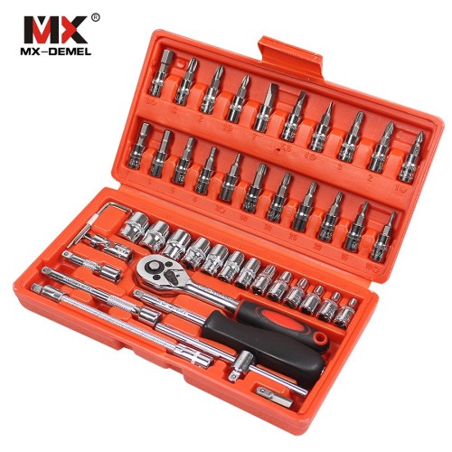 Kunci Socket Set 46pcs Lengkap 1/4" Inch Sok Tool KIt Motor Mobil D022