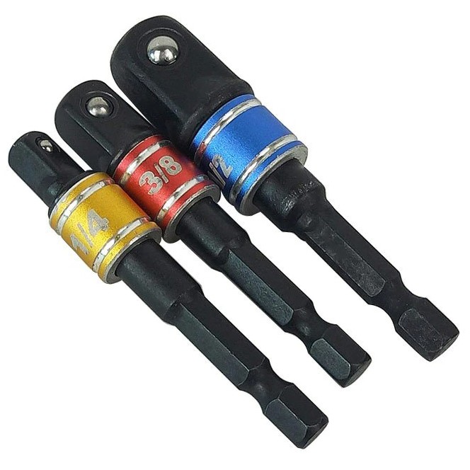 Impact Socket Adaptor (1/4-3/8-1/2" Inch) Set Bor Converter Kunci BD00