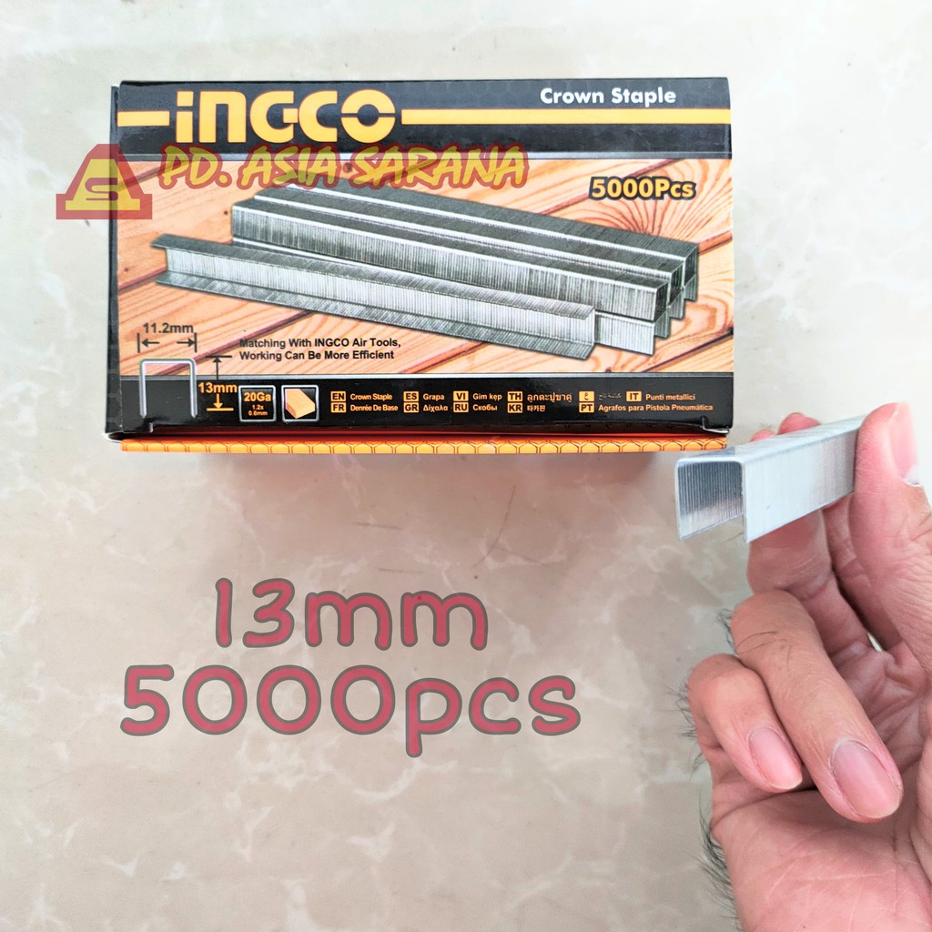 [U13] Crown Staple 13mm INGCO 5000pcs AST20131 Isi Steples 13 mm Nail