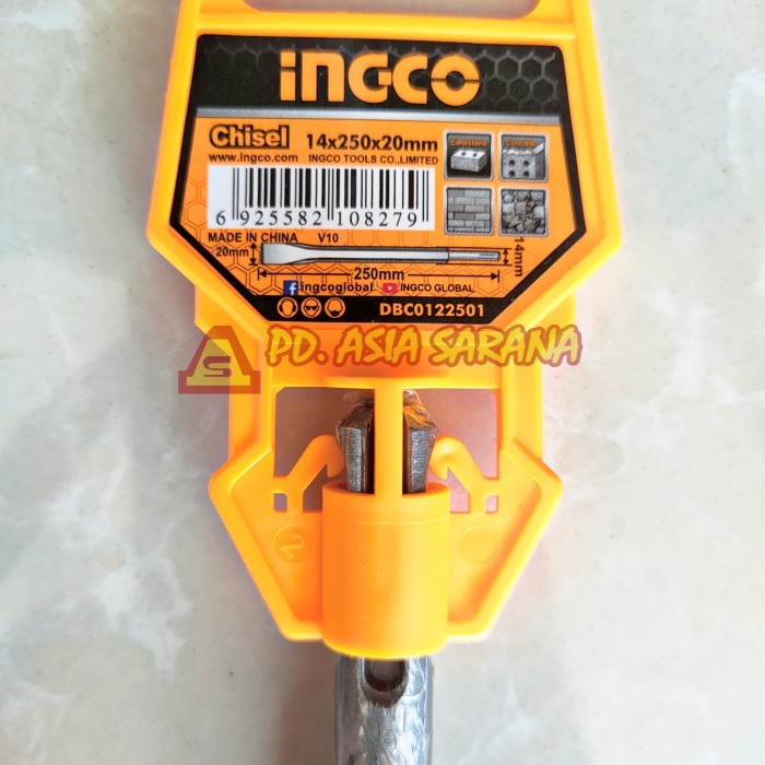 Mata Bor Gepeng 14x250x20 SDS Plus Chisel INGCO DBC0122501 Bobok Beton