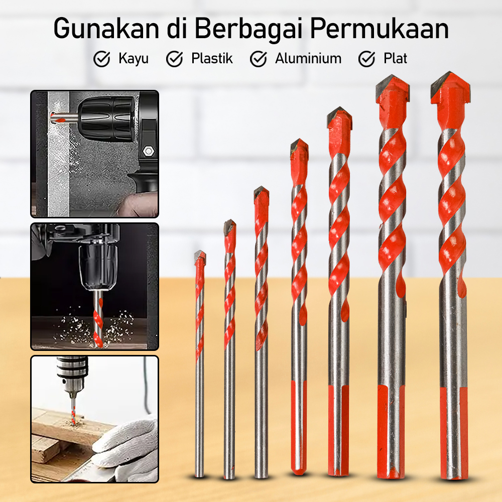 Mata Bor Multifungsi 3-12mm Set 7pcs Besi Granit Beton Drill Bits BAH2