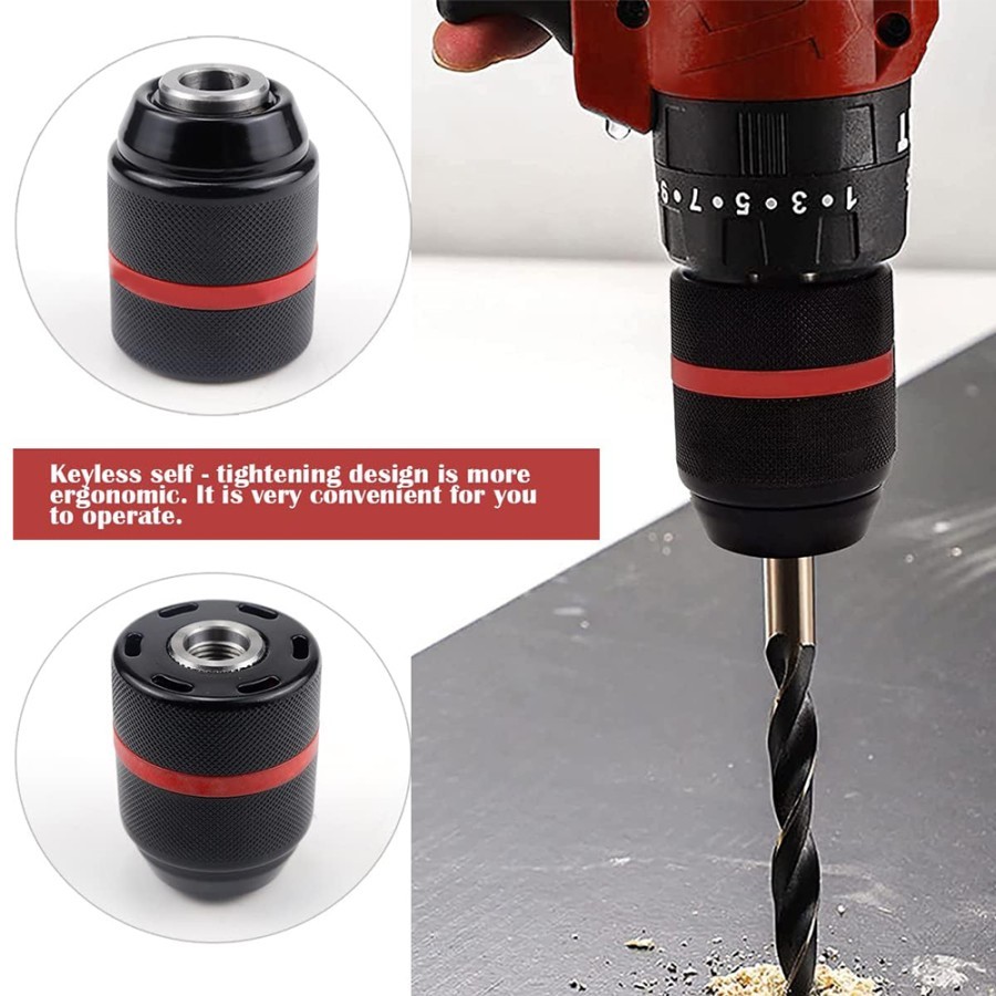 Keyless Chuck 13mm Kepala Bor 1/2" Inch Drill 20 UNF Satu Tangan JLD