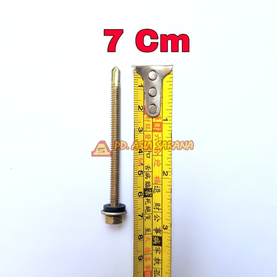 [1 Dus PROFIT] Paku Roofing 7cm Kuning Baut Skrup Holo Atap Sekrup