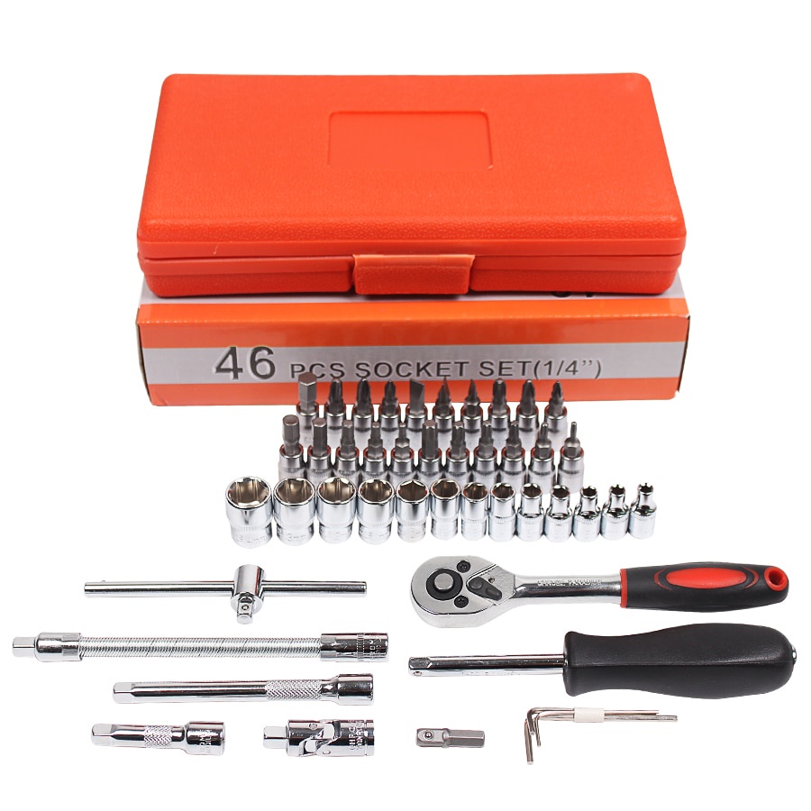 Kunci Socket Set 46pcs Lengkap 1/4" Inch Sok Tool KIt Motor Mobil D022