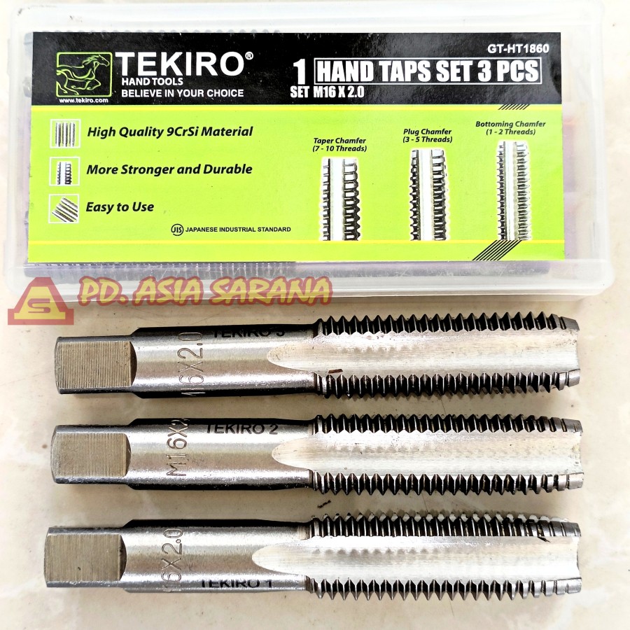 [PACK] Mata Hand Tap M16x2.0mm Set 3pcs TEKIRO Handtap Alat M16 x 2