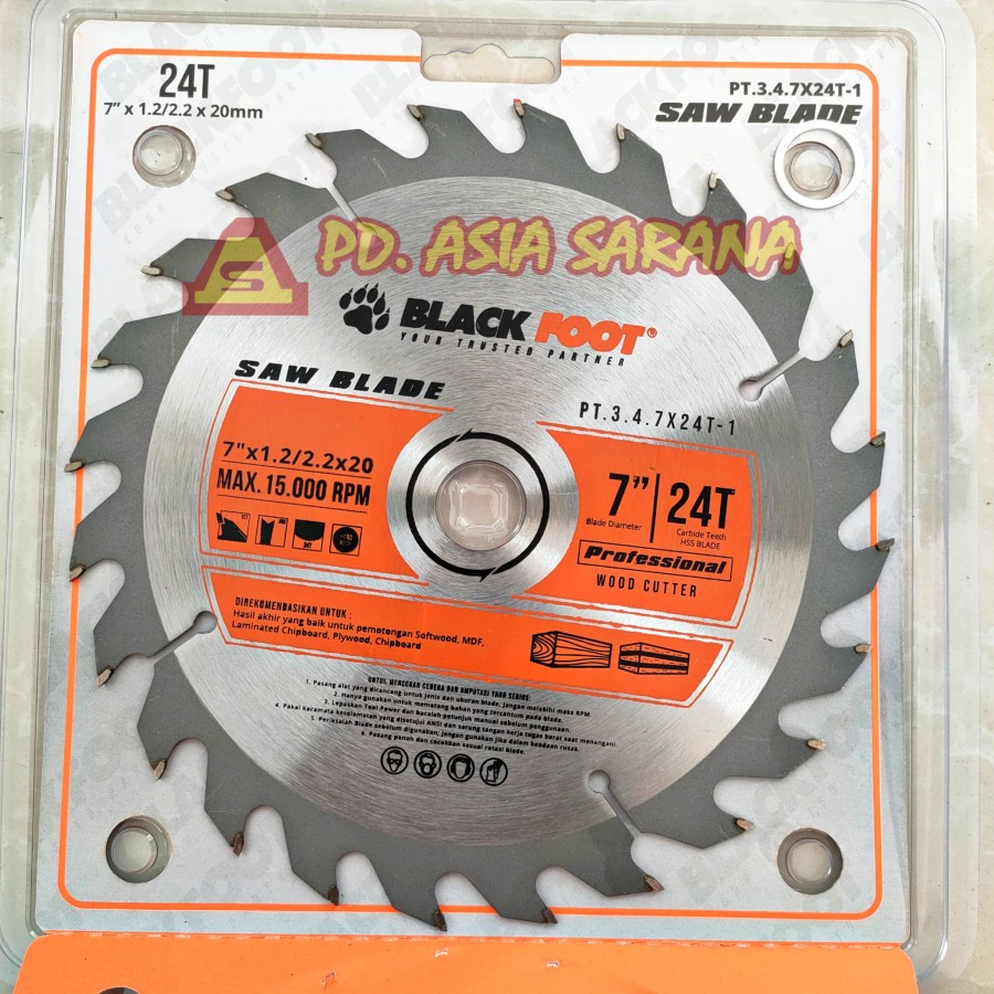 Circular Saw Blade 7"x24T Blackfoot / Mata Gergaji Kayu 7 Inch Serkel